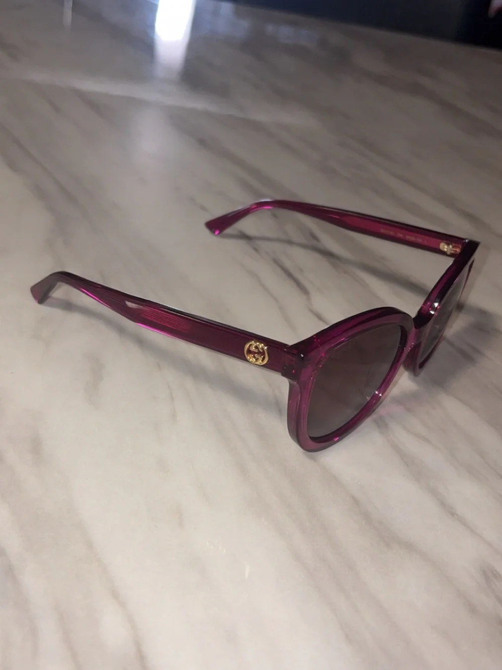 Gucci Fuchsia Round Sunglasses with Gold Accent